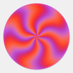 Pegatina Redonda Ilusión óptica espiral hipnótica Graciosa Neon