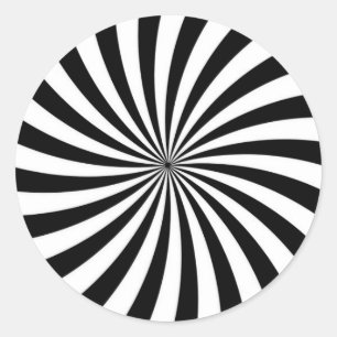 Pegatina Redonda Ilusión óptica Swirl blanco negro
