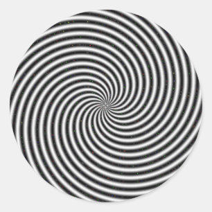 Pegatina Redonda Ilusión óptica Swirl en blanco y negro