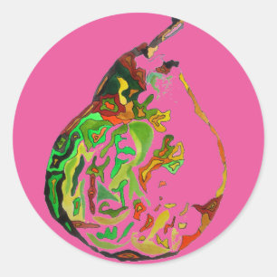 Pegatina Redonda Ilustracion acuarela de arte pop de fruta perez