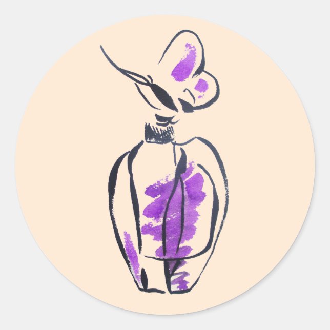 Pegatina Redonda Ilustracion acuarela de moda de botella Perfume (Anverso)