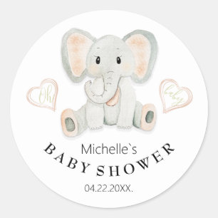 Pegatina Redonda Ilustracion acuático de elefante de primavera cúrc