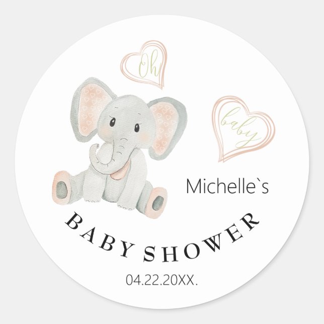 Pegatina Redonda Ilustracion acuático de elefante de primavera cúrc (Anverso)