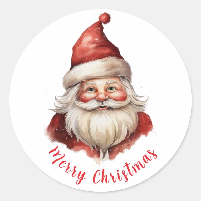 Pegatina Redonda Ilustracion acuático Santa Claus (Anverso)
