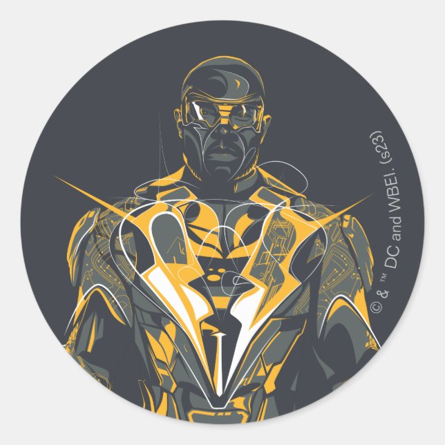 Pegatina Redonda Ilustracion Black Lightning (Anverso)