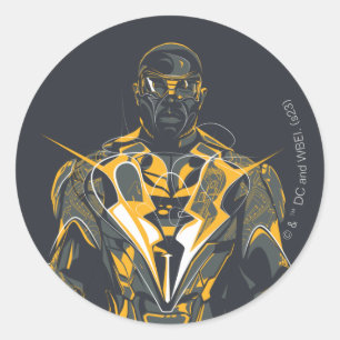 Pegatina Redonda Ilustracion Black Lightning