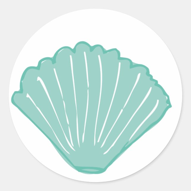 Pegatina Redonda Ilustracion Blue Seashell (Anverso)