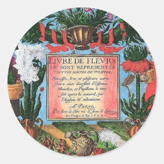 Pegatina Redonda Ilustracion botánico francés