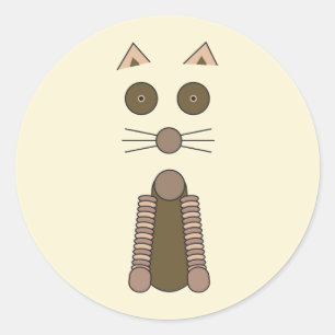 Pegatina Redonda Ilustracion CAT de Tabby