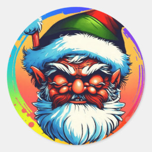 Pegatina Redonda Ilustracion colorido personalizado de Santa Claus