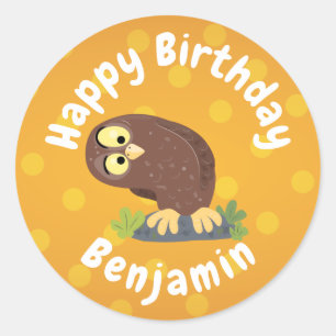 Pegatina Redonda Ilustracion curioso y gracioso de personalizado de