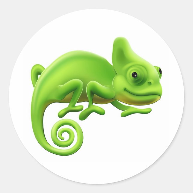Pegatina Redonda Ilustracion Cute Chameleon (Anverso)