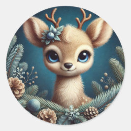 Pegatina Redonda Ilustracion Cute Fawn