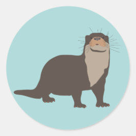 Pegatina Redonda Ilustracion Cute Otter