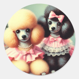 Pegatina Redonda Ilustracion Cute Poodle