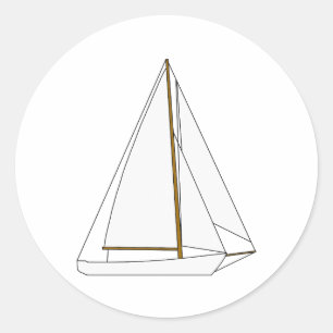 Pegatina Redonda Ilustracion Cutter Sailboat