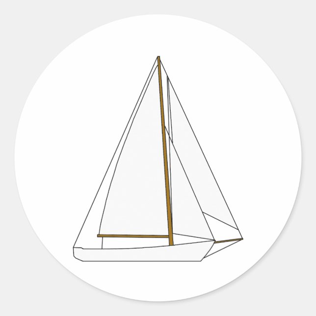 Pegatina Redonda Ilustracion Cutter Sailboat (Anverso)