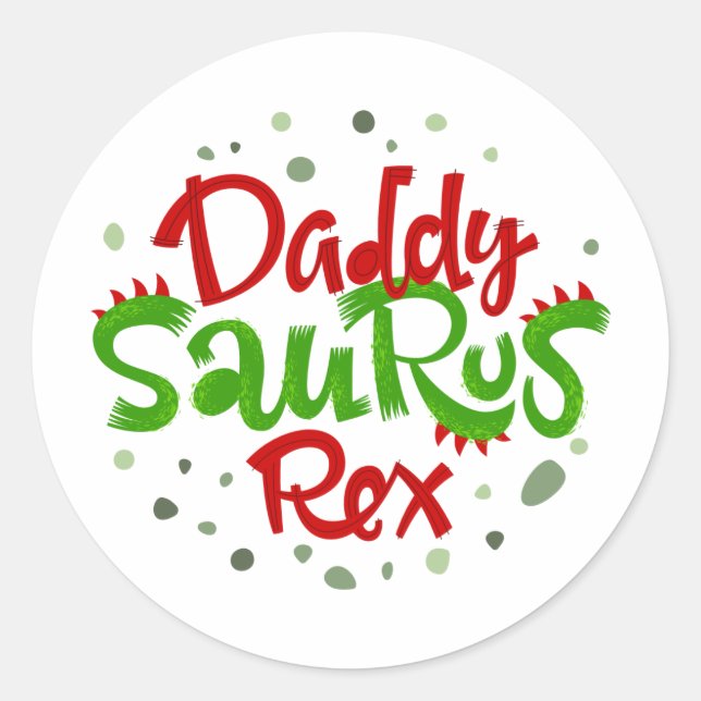 Pegatina Redonda Ilustracion Daddy Saurus Rex (Anverso)