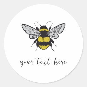 Pegatina Redonda Ilustracion de abejas - agrega tu propio texto