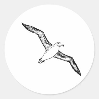 Pegatina Redonda Ilustracion de albatros voladores