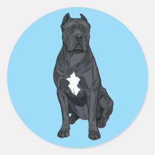 Pegatina Redonda Ilustración de arte pop de Cane Corso gris en cómi