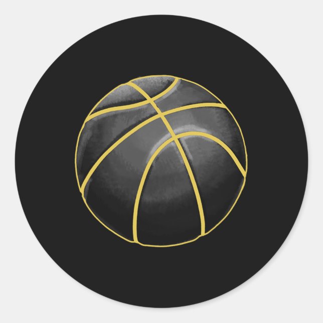 Pegatina Redonda Ilustracion de baloncesto Black Gold Ball Design S (Anverso)