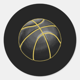 Pegatina Redonda Ilustracion de baloncesto Black Gold Ball Design S