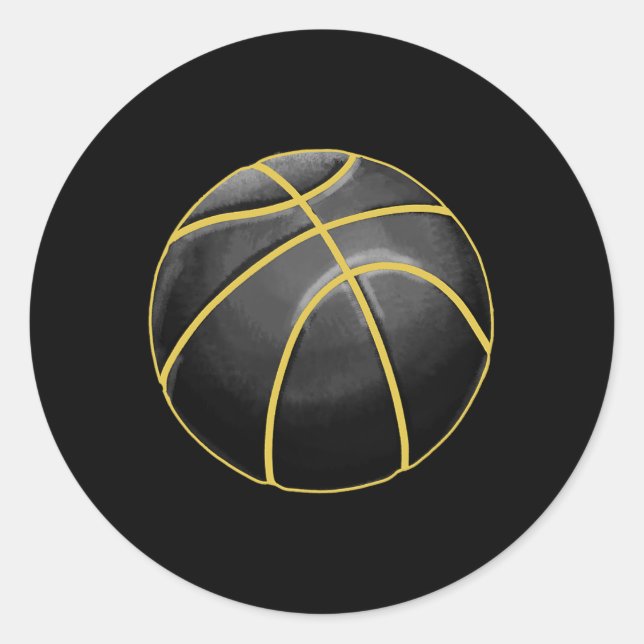 Pegatina Redonda Ilustracion de baloncesto Black Gold Ball Design S (Anverso)