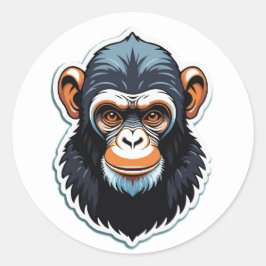 Pegatina Redonda Ilustracion de cabezal de Personalizado audaz Ape
