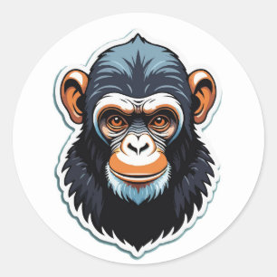 Pegatina Redonda Ilustracion de cabezal de Personalizado audaz Ape
