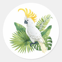 Pegatina Redonda Ilustración de cacatúa loro