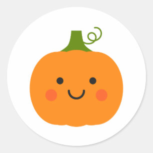Pegatina Redonda Ilustracion de calabaza sonriente