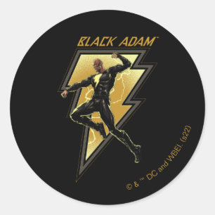 Pegatina Redonda Ilustracion de caracteres Black Adam Lightning Bol
