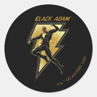 Pegatina Redonda Ilustracion de caracteres Black Adam Lightning Bol