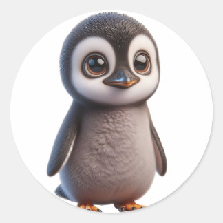 Pegatina Redonda Ilustracion de caracteres pingüinos adorables - En