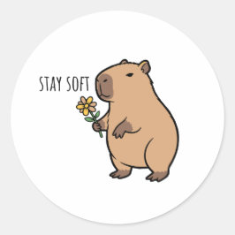 Pegatina Redonda Ilustración de carpincho Stay Soft animal