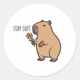 Pegatina Redonda Ilustración de carpincho Stay Soft animal