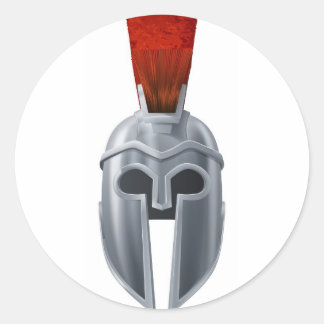Pegatina Redonda Ilustracion de casco espartano