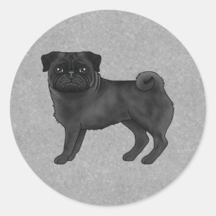 Pegatina Redonda Ilustración de dibujos animados de adorable pug ne