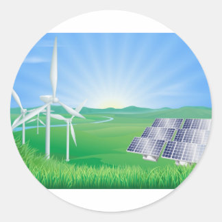 Pegatina Redonda Ilustracion de energía renovable