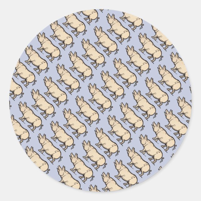 Pegatina Redonda Ilustracion de época de cerda de cerdo (Anverso)