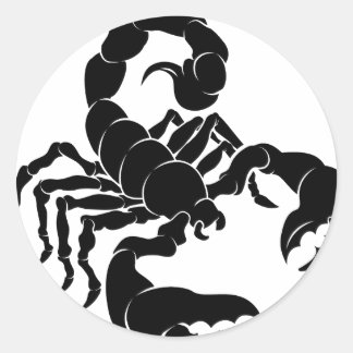 Pegatina Redonda Ilustracion de escorpión estilizado
