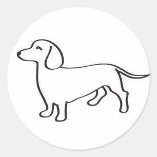 Pegatina Redonda Ilustracion de esquema de doxie de perro de Dachsh