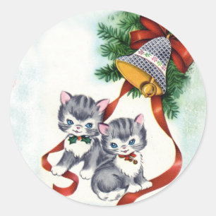 Pegatina Redonda Ilustracion de gatitos ventilado Adorable