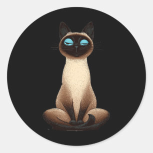 Pegatina Redonda Ilustración de gato de yoga lindo _1