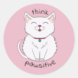 Pegatina Redonda Ilustracion de gato inquietante