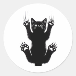 Pegatina Redonda Ilustración de gato negro elegante