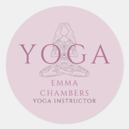 Pegatina Redonda Ilustración de instructora de yoga en postura de l