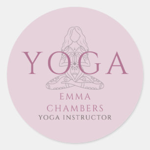 Pegatina Redonda Ilustración de instructora de yoga en postura de l