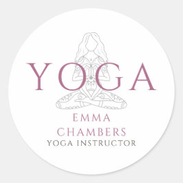 Pegatina Redonda Ilustración de instructora de yoga minimalista en